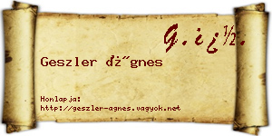Geszler Ágnes névjegykártya